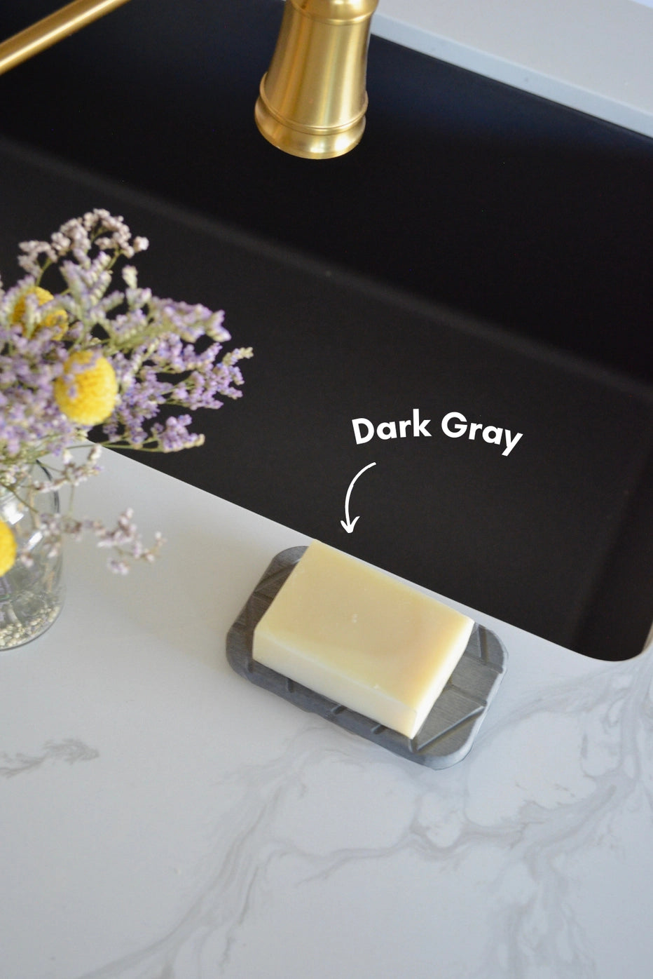 Geometric Soap Dish - quick dry & anti-microbial diatomite material - Dark Gray