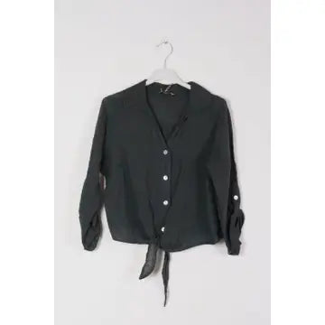 Linen Button Up Crop with knot