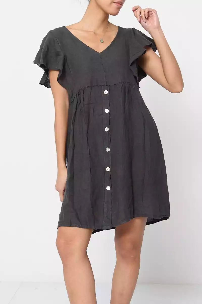 Short Vneck dress with buttons